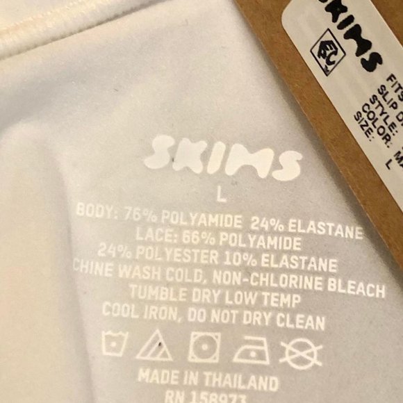 NWT SKIMS Fits Everybody Lace Trim Mini Slip Dress White L - Picture 6 of 6
